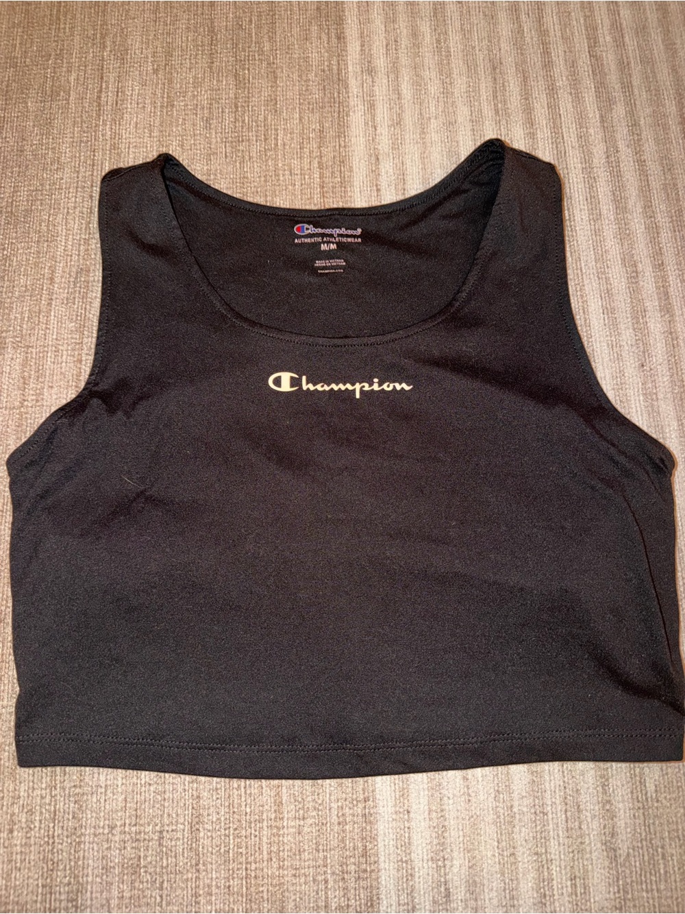 Champion Black Cropped Logo Tank